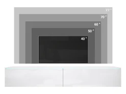 Mueble de TV moderno 180 cm para salón – 2 puertas, sin tiradores, acabado mate, para colocar o colgar, beige cachemira