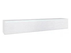 Mueble de TV moderno 180 cm con LED para salón – 2 puertas, sin tiradores, blanco mate, de pie o suspendido, frentes MDF onda