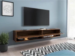 Mueble de TV moderno 180 cm – sin tiradores, color Old Style, mate, de pie o colgado