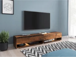 Mueble de TV moderno 180 cm – sin tiradores, color Old Style, mate, de pie o colgado