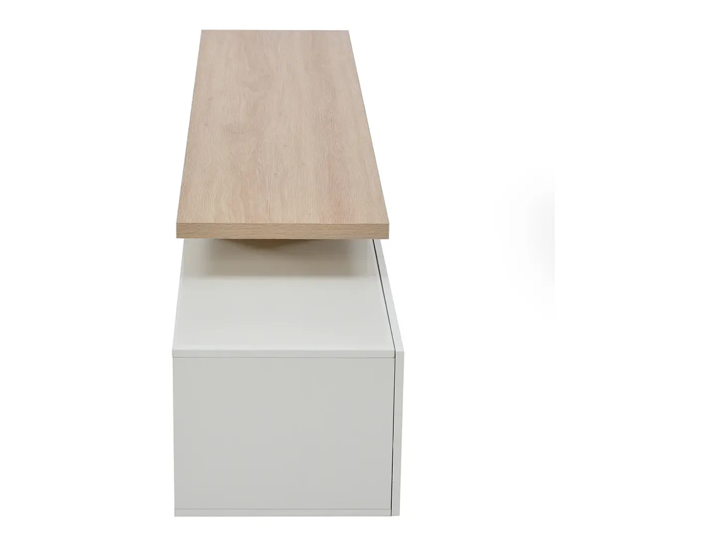 Mueble de TV moderno con luces LED regulables, 3 puertas y estantes de cristal - Blanco