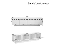Mueble de TV moderno con 4 puertas y diseño ondulado - 170 x 40 x 45 cm - elegante almacenaje para salón - MDF + aglomerado - blanco