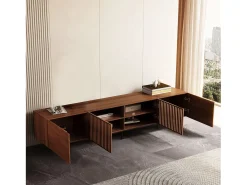 Mueble de TV moderno de 75", con gran espacio de almacenamiento, consola multimedia de 180 cm, para salón y dormitorio, color nogal