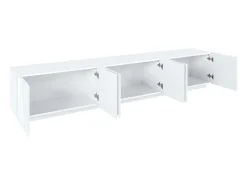 Mueble de TV moderno para salón con 6 puertas y 3 estantes Ping Low XL White
