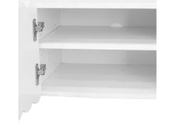 Mueble de TV moderno 175x38x37 cm - 2 puertas y 4 cajones - MDF + tableros de partículas - Blanco