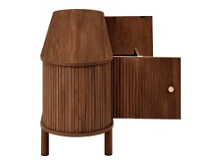 Mueble de TV moderno 175x36x51 cm - 1 cajón de ratán y 2 puertas - Estantes abiertos - Marrón