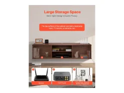 Mueble de TV Montado en la Pared SucceBuy Soporte de TV Flotante de Pared de 152 cm, Consola Multimedia con Estantes Ajustables, Mueble de Almacenamiento