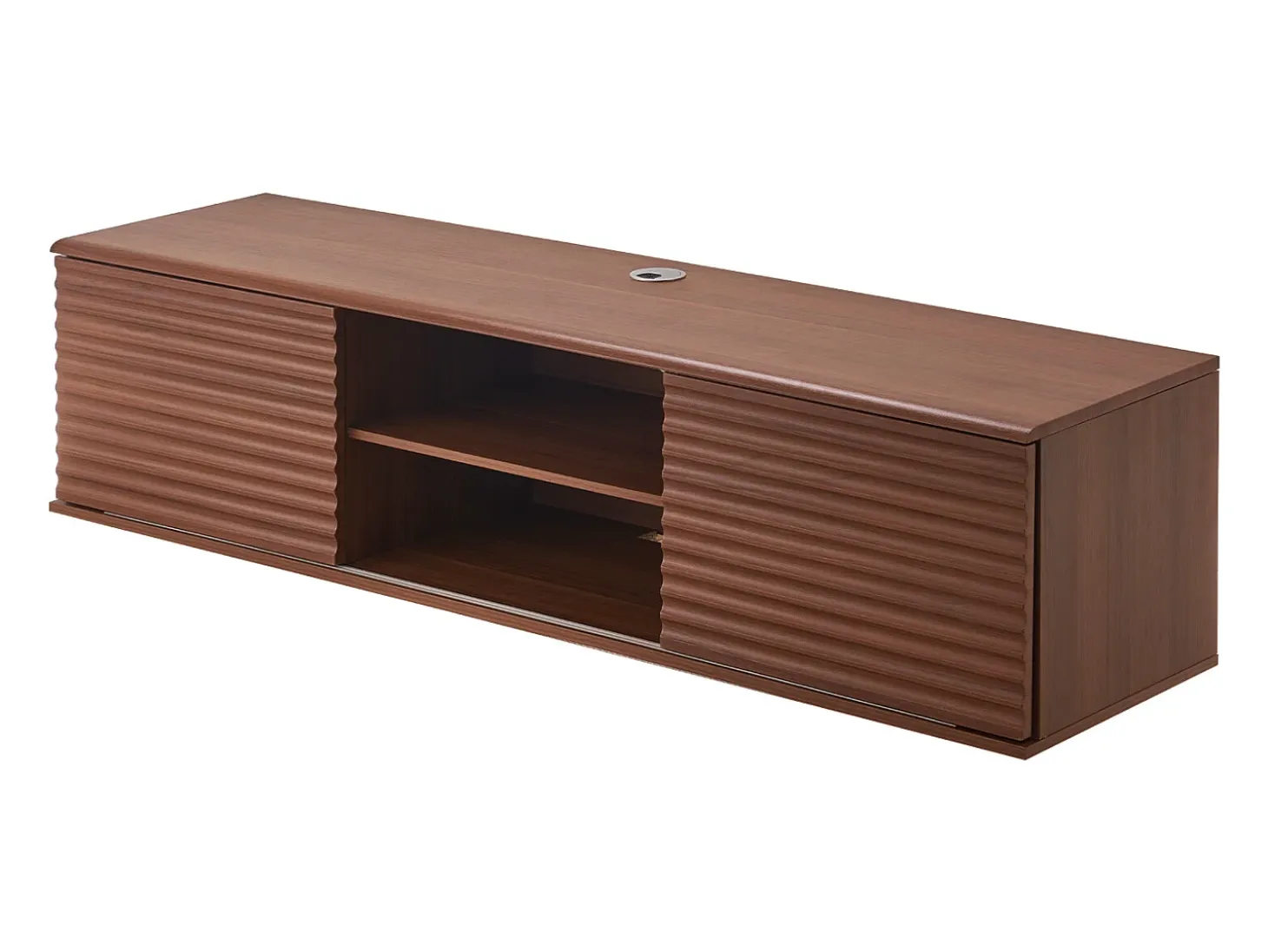 Mueble de TV Montado en la Pared SucceBuy Soporte de TV Flotante de Pared de 152 cm, Consola Multimedia con Estantes Ajustables, Mueble de Almacenamiento