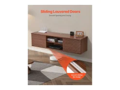 Mueble de TV Montado en la Pared SucceBuy Soporte de TV Flotante de Pared de 152 cm, Consola Multimedia con Estantes Ajustables, Mueble de Almacenamiento