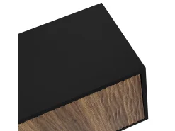 Mueble de TV negro y madera - Mueble de TV con 2 puertas y 3 cajones - tiradores de aro dorados y estampado ondulado