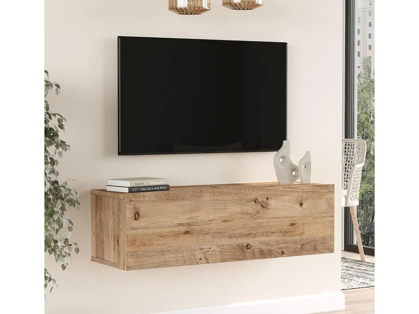 Mueble de TV Ona puerta abatible natural 29x100x31 cm