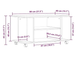 Mueble de TV ruedas madera ingeniería roble artisan 80x40x45 cm