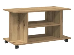 Mueble de TV ruedas madera ingeniería roble artisan 80x40x45 cm