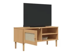 Mueble de TV SENJA aspecto ratán madera pino marrón 106x40x49cm