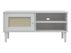 Mueble de TV SENJA aspecto ratán madera pino blanco 106x40x49cm