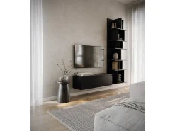 Mueble de TV suspendido con 2 puertas -100 cm -negro -BEMMI