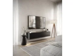 Mueble de TV suspendido con 2 puertas -150 cm -negro -BEMMI