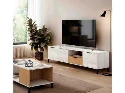 Mueble de TV Tokio 3 puertas + cajón rayado/natural 46,7x178x40 cm