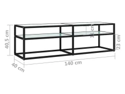 Mueble de TV vidrio templado color mármol blanco 140x40x40,5 cm