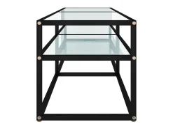 Mueble de TV vidrio templado color mármol blanco 140x40x40,5 cm