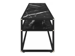 Mueble de TV vidrio templado color mármol negro 180x40x40,5 cm
