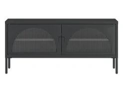 Mueble de TV vidrio y acero negro 105x35x50 cm