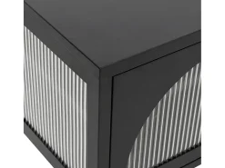 Mueble de TV vidrio y acero negro 105x35x50 cm
