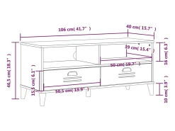 Mueble de TV VIKEN de madera maciza de pino gris antracita