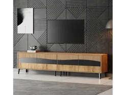 Mueble de TV 180x40x50 cm - 4 puertas - para televisor de hasta 75 pulgadas - aspecto madera - Natural