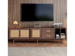 Mueble de TV 190x40x52 cm - con 2 cajones - con compartimentos de almacenamiento - para TV de 75" - marrón