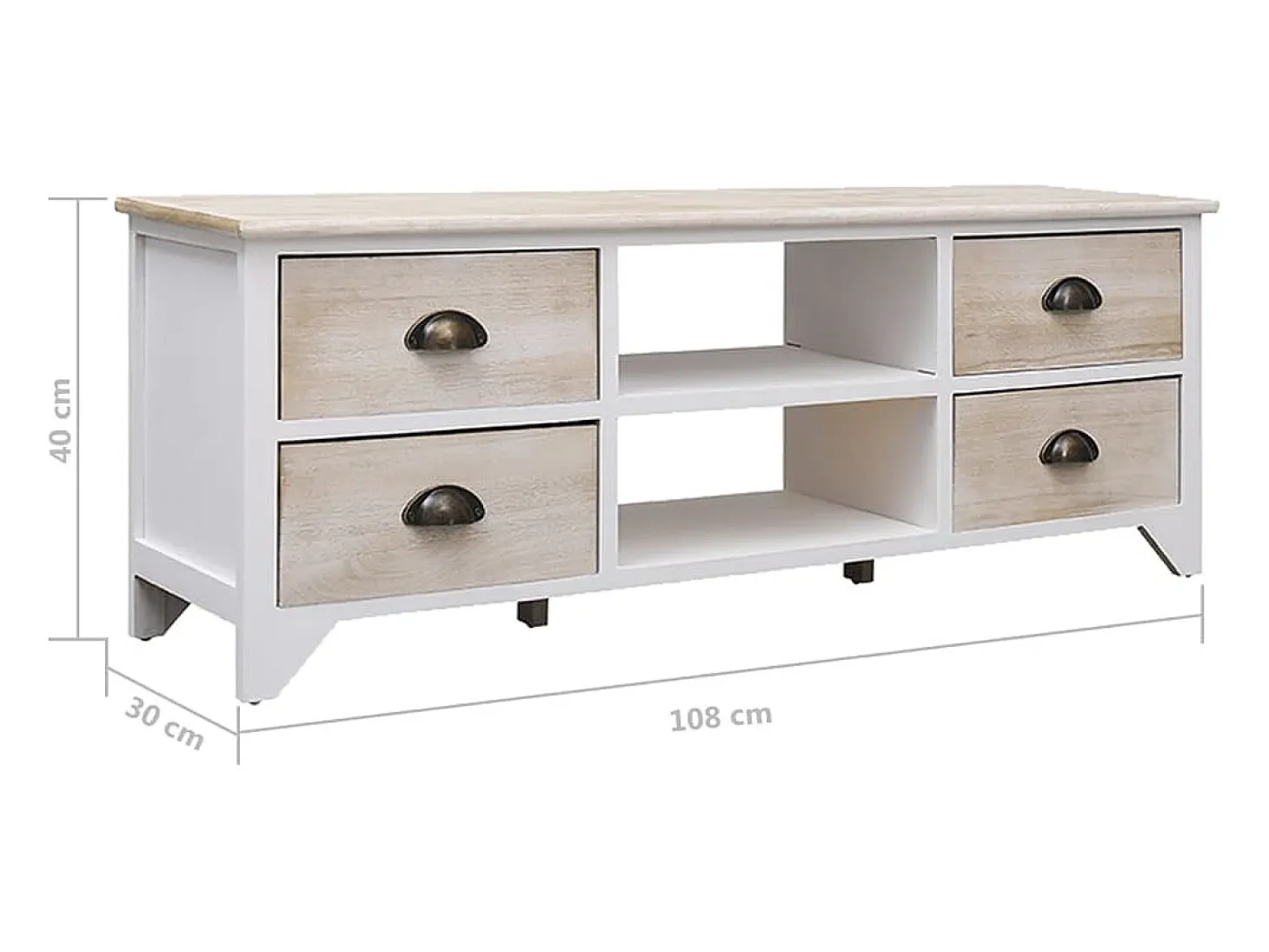 Mueble de TV 108x30x40 cm Madera maciza de Paulownia