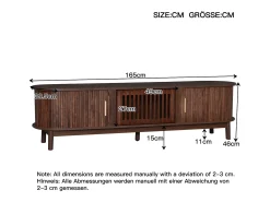 Mueble de TV 165x39,5x46cm - para televisores de hasta 65" - marrón