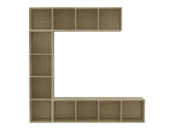 Mueble de TV y librería 3 piezas roble Sonoma 180x30x180 cm