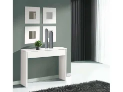 Mueble Entrada Recibidor Lupe Moderno Blanco 101x76x30 cm