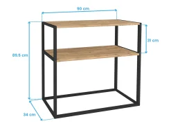 Mueble Entrada Recibidor Rus Estantes Negro y Roble Safir 90x90x34 cm