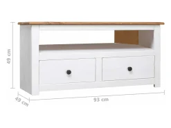 Mueble esquinero TV madera pino estilo Panamá blanco 93x49x49cm