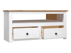 Mueble esquinero TV madera pino estilo Panamá blanco 93x49x49cm