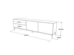 Mueble Luvio Tv Patas De Metal - Venprodin - 170 Cm Roble