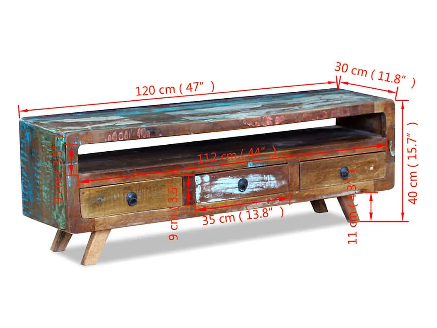 Mueble para la televisión con 3 cajones madera reciclada