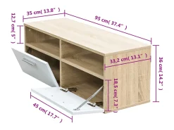 Mueble para la televisión aglomerado blanco y roble 95x35x36 cm