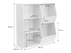 Mueble para niños, 3 estantes y 2 espacios de almacenamiento verde