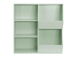 Mueble para niños, 3 estantes y 2 espacios de almacenamiento verde