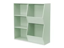 Mueble para niños, 3 estantes y 2 espacios de almacenamiento verde
