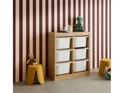 Mueble para niños con 6 cubos de almacenaje natural