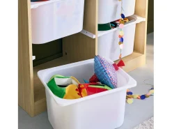Mueble para niños con 6 cubos de almacenaje natural