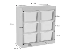 Mueble para niños con 6 cubos de almacenaje natural