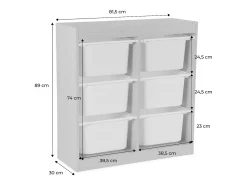 Mueble para niños con 6 cubos de almacenaje blanco