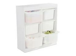 Mueble para niños con 6 cubos de almacenaje blanco