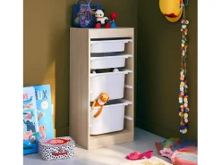 Mueble para niños con 4 cubos de almacenaje natural