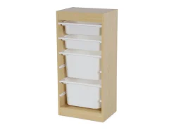 Mueble para niños con 4 cubos de almacenaje natural